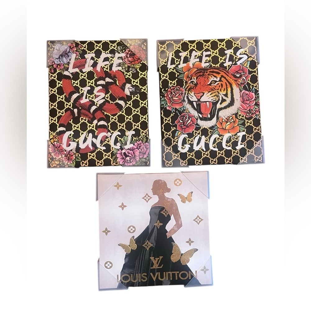 Gorgeous background photo pieces or wall art! Gucci & Louis Vuitton Fashion art